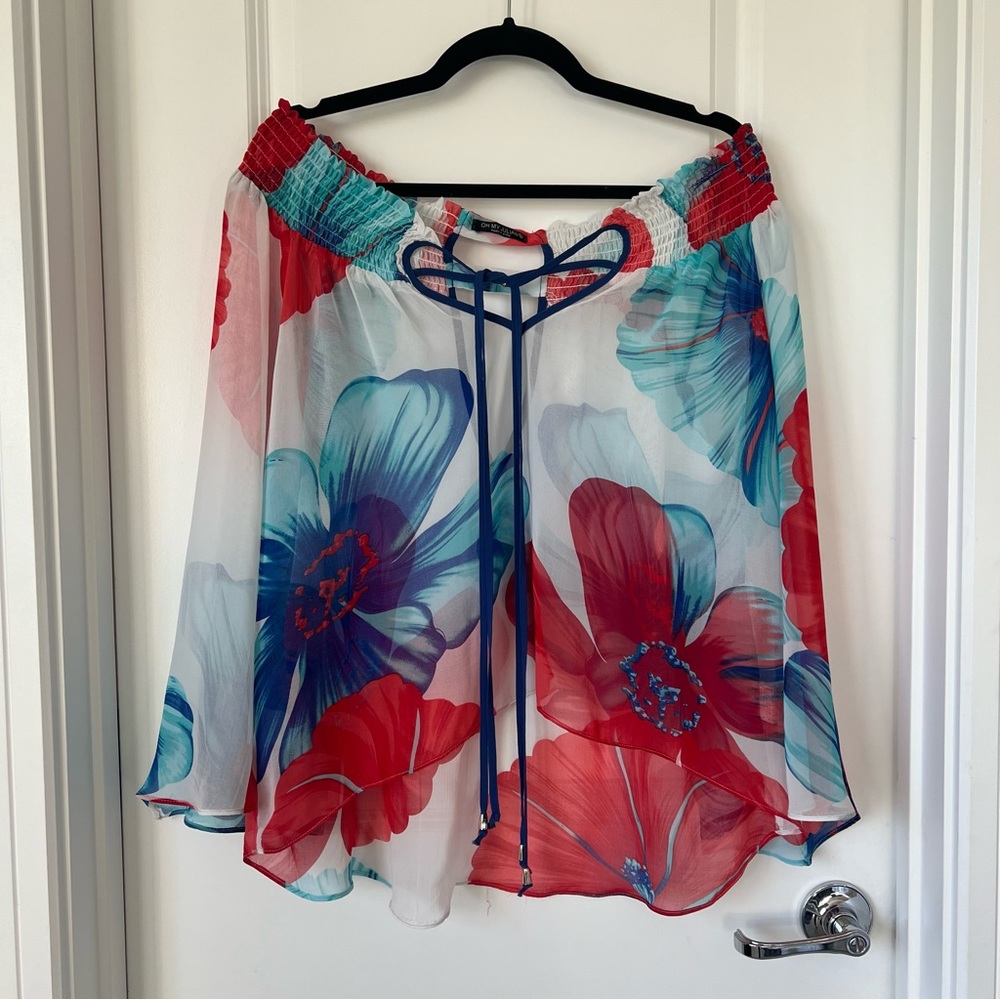 Vici Collection 4th of July Off-The-Shoulder Floral Blouse